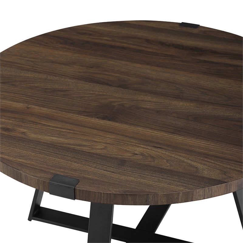 Pemberly Row 30 Metal Coffee Table in Dark Walnut and Black