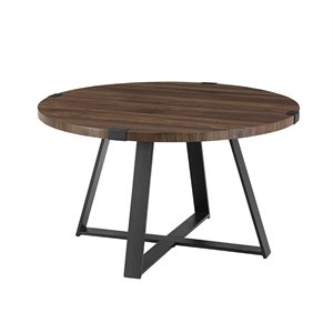 Pemberly Row 30 Metal Coffee Table in Dark Walnut and Black