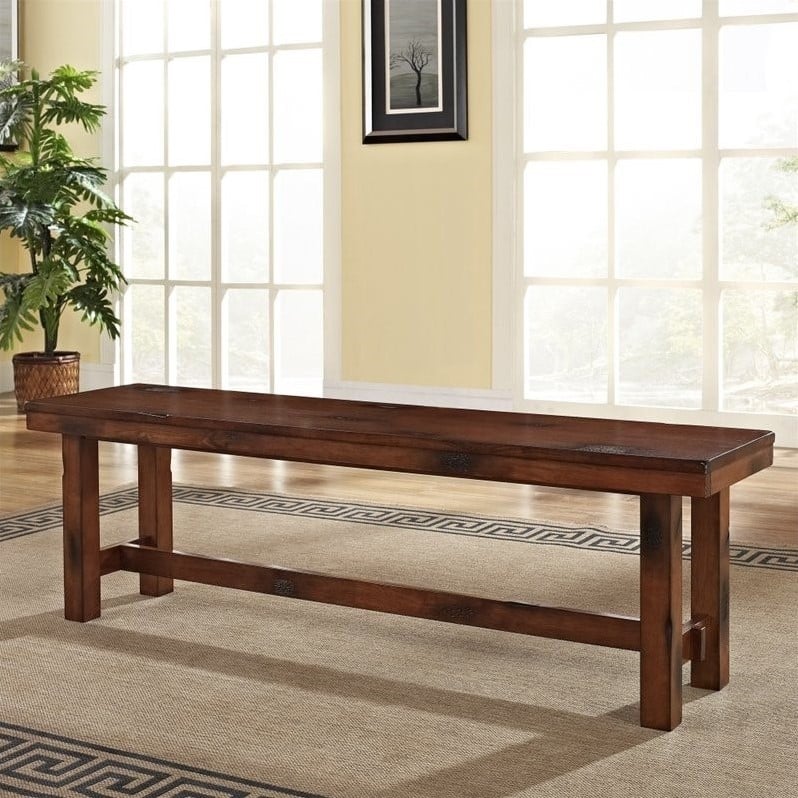 Pemberly Row Wood Dining Bench in Dark Oak