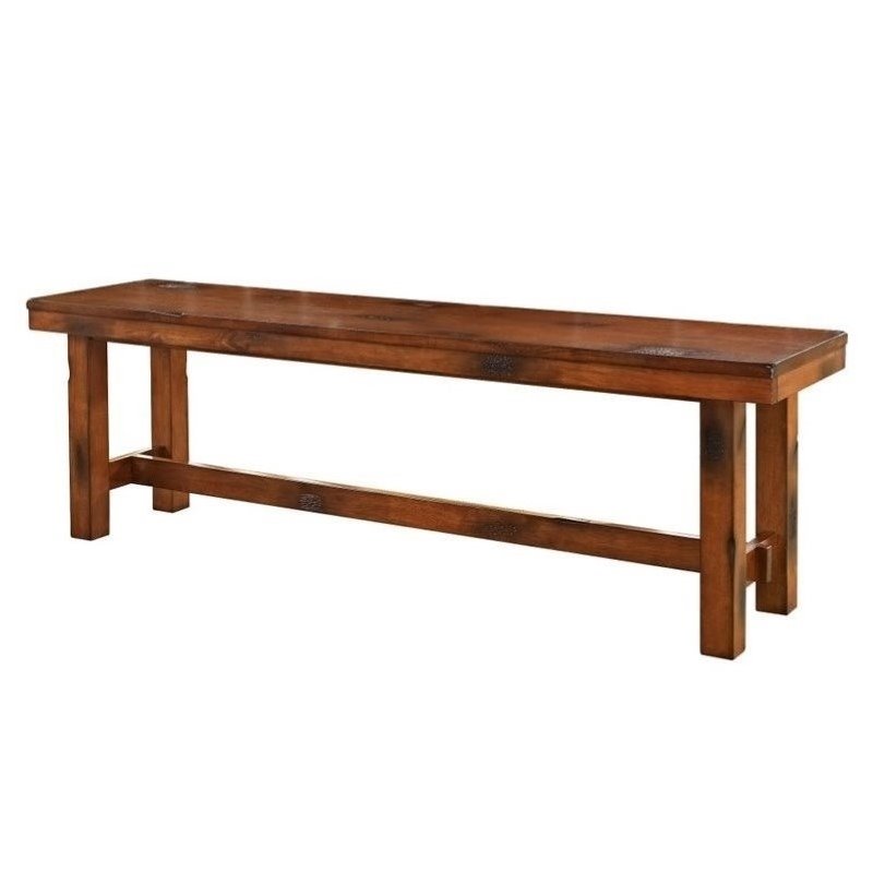 Pemberly Row Wood Dining Bench in Dark Oak