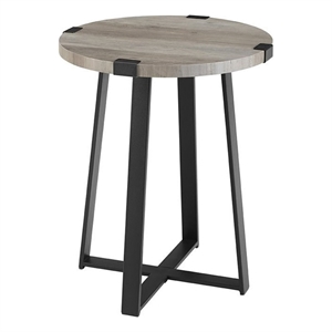 Pemberly Row 18&quot Wrap Round Modern Metal Side Table in Gray Wash/Black