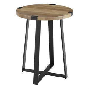 Pemberly Row 18&quot Wrap Round Modern Metal Side Table in Brown