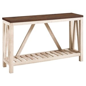 Pemberly Row 52 Rustic Entry Console Table in Dark Walnut Top w and White Oak