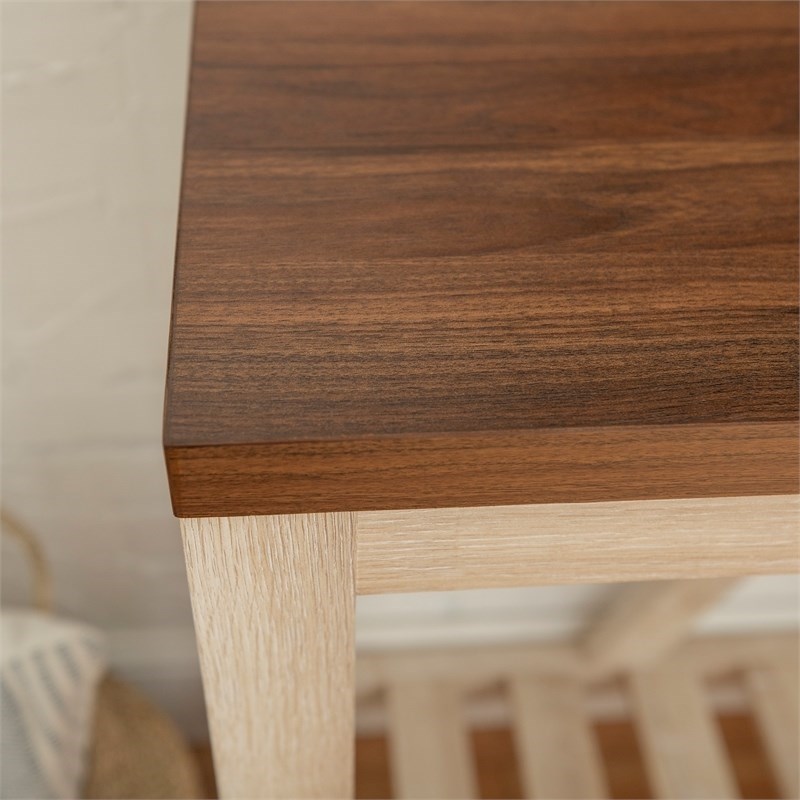 Pemberly Row 52 Rustic Entry Console Table in Dark Walnut Top w and White Oak