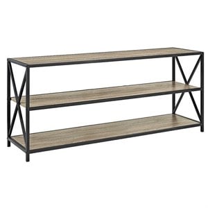 Pemberly Row 2 Shelf Wide Bookcase in Driftwood