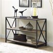 Pemberly Row 2 Shelf X-Frame Metal Media Bookcase in Barnwood