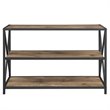 Pemberly Row 2 Shelf X-Frame Metal Media Bookcase in Barnwood