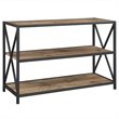 Pemberly Row 2 Shelf X-Frame Metal Media Bookcase in Barnwood