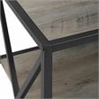 Pemberly Row 60 Wide X-Frame Metal and Wood Media Bookshelf in Gray Wash