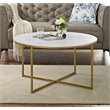 Pemberly Row Round Marble Top Coffe Table in Gold