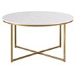 Pemberly Row Round Marble Top Coffe Table in Gold