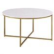 Pemberly Row Round Marble Top Coffe Table in Gold