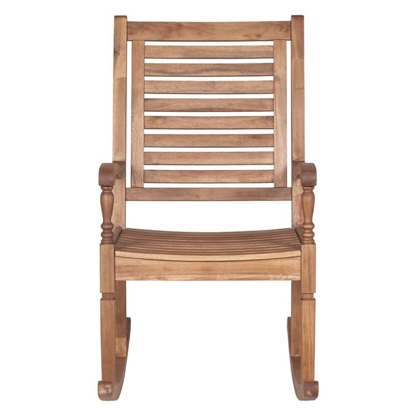 Pemberly Row Patio Rocking Chair in Brown