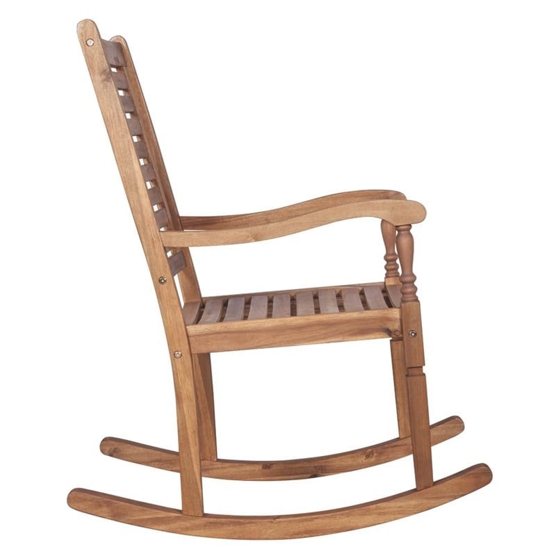 Pemberly Row Patio Rocking Chair in Brown