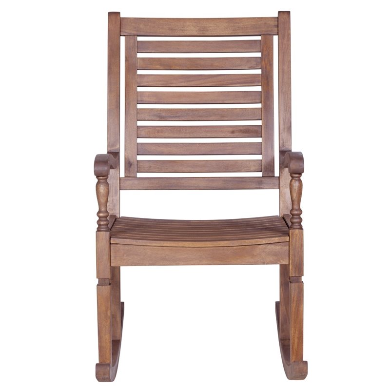 Pemberly Row Patio Rocking Chair in Dark Brown