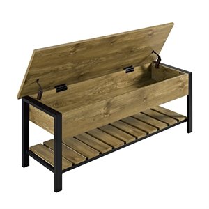 Pemberly Row 48&quot Open-Top Storage Bench with Shoe Shelf in Barnwood