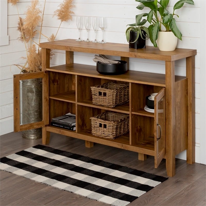 Pemberly Row Farmhouse Wood Console Buffet for TVs up to 52