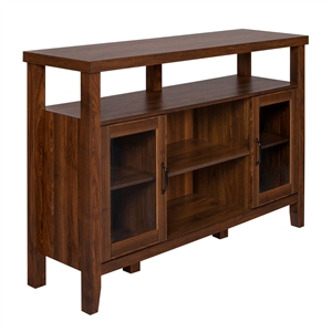 Pemberly Row 52&quot Wood Console High Boy Buffet in Dark Walnut
