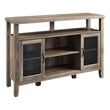 Pemberly Row Farmhouse Wood Buffet Console with Glass Doors in Gray