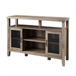 Pemberly Row Farmhouse Wood Buffet Console with Glass Doors in Gray