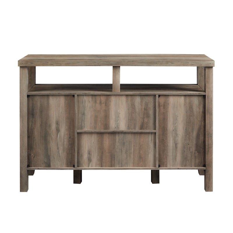 Pemberly Row Farmhouse Wood Buffet Console with Glass Doors in Gray