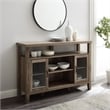 Pemberly Row Farmhouse Wood Buffet Console with Glass Doors in Gray