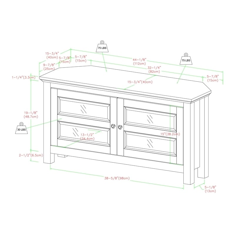 Pemberly Row Transitional Wood Corner TV Console for TVs up to 44