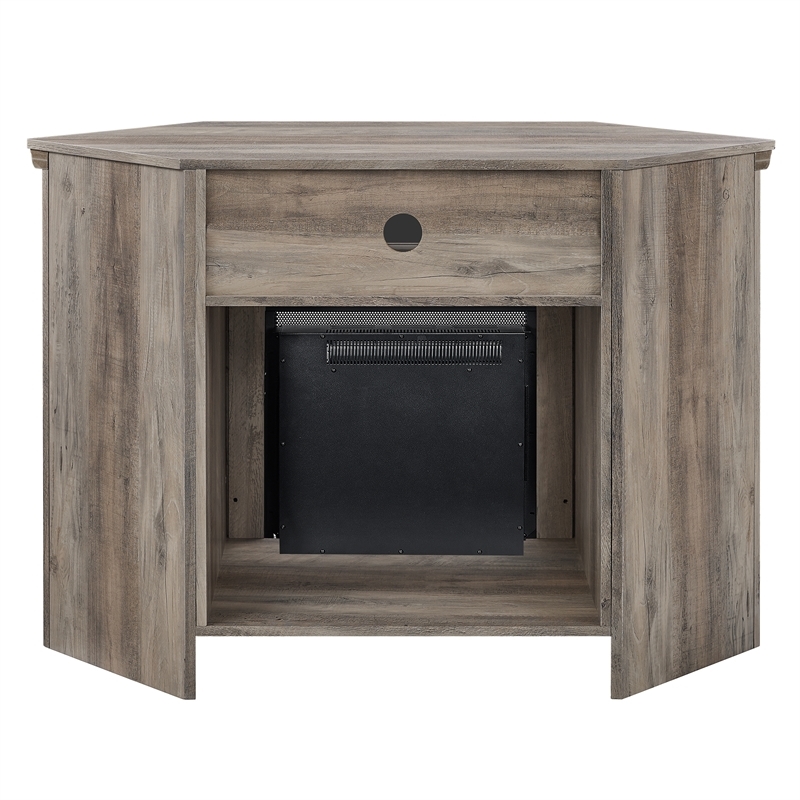 Pemberly Row Modern Wood Corner Fireplace TV Stand for TVs up to 48