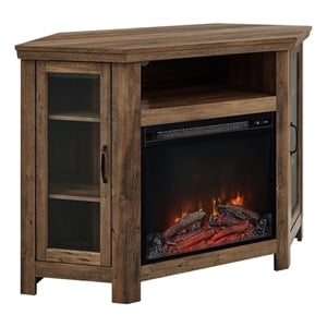 Pemberly Row Traditional Wood Corner Fireplace TV Stand for TVs up to 48&quot in Oak