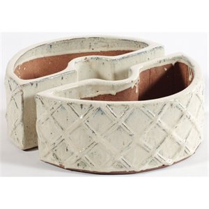 Pemberly Row 2-Half Moon Shaped Ceramic Umbrella Planter in Crema