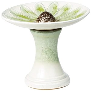 Pemberly Row Ceramic Bird Bath in Green
