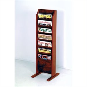 pemberly row free standing 7 pocket magazine rack in mahogany