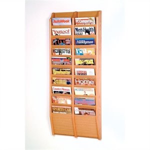 pemberly row 20 pocket wall mount magazine rack in light oak