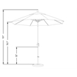 Pemberly Row Contemporary Aluminum Metal/Fabric Patio Umbrella in Black