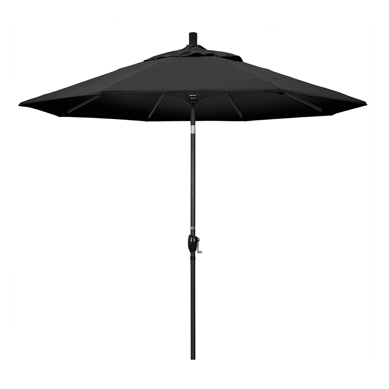 Pemberly Row Contemporary Aluminum Metal/Fabric Patio Umbrella in Black