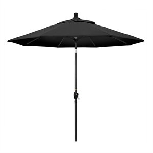 Pemberly Row Contemporary Aluminum Metal/Fabric Patio Umbrella in Black