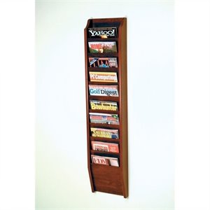 pemberly row 10 pocket magazine wall rack in mahogany