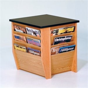 pemberly row end table with magazine pockets in light oak