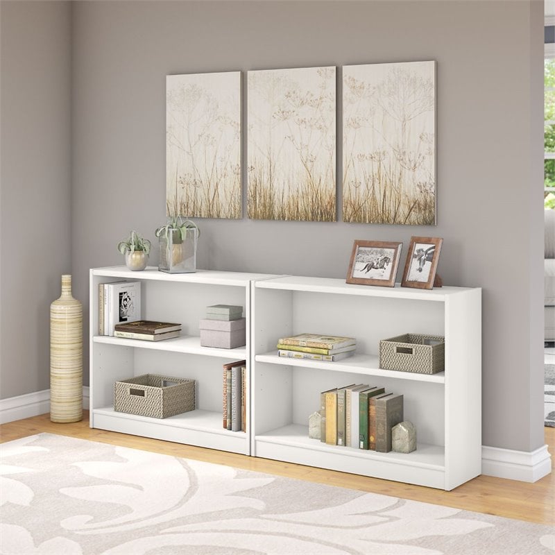 Pemberly Row 2 Shelf Bookcase in Pure White (Set of 2)