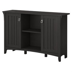 Pemberly Row Farmhouse Engineered Wood Storage Cabinet with Doors in Black