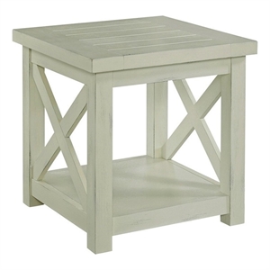 Pemberly Row Square Wood End Table with Open Storage in Off White