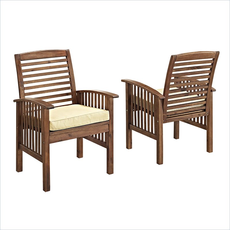 Pemberly Row 6 Piece Acacia Patio Dining Set in Dark Brown
