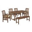 Pemberly Row 6 Piece Acacia Patio Dining Set in Dark Brown