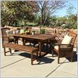 Pemberly Row 6 Piece Acacia Patio Dining Set in Dark Brown