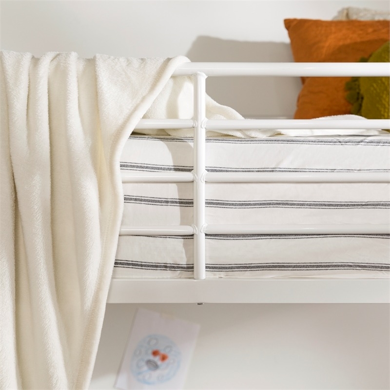 Pemberly Row Metal 2 Integrated Ladders Full Loft Bed in White