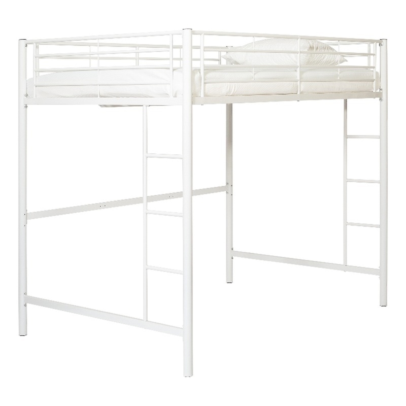 Pemberly Row Metal 2 Integrated Ladders Full Loft Bed in White