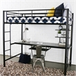 Pemberly Row Modern Steel Metal Full Loft Bed with Workstation in Trendy White
