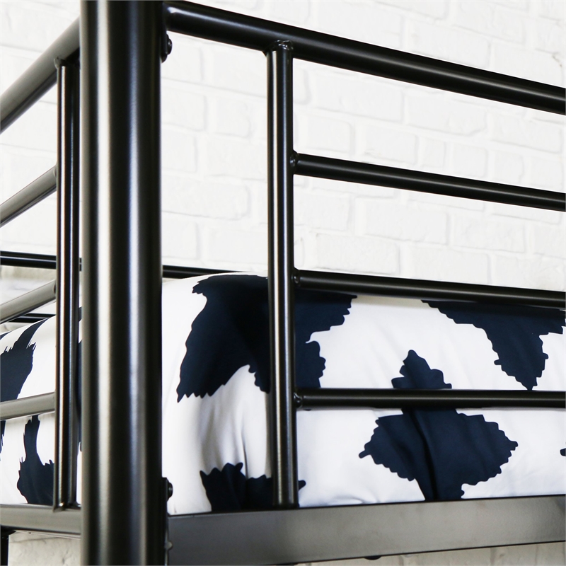 Pemberly Row Modern Steel Metal Full Loft Bed with Workstation in Trendy White