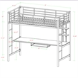 Pemberly Row Modern Steel Metal Full Loft Bed with Workstation in Trendy White