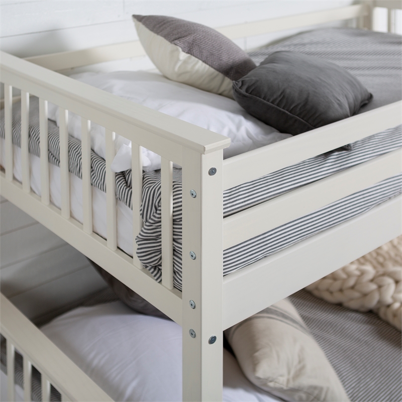Pemberly Row Traditional Solid Wood Twin over Twin Design Bunk Bed in White